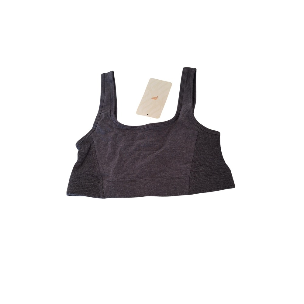 Fabletics RestoreKnit Scoop Back Bra Gray Ribbed Square Neck S/6